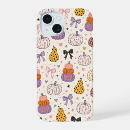 かわいいカボチャリボンの秋のスマホケース iPhone 15ケース