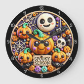 かわいいカボチャ不気味ンズシーズン ラージ壁時計 (正面)