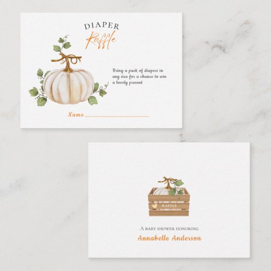 かわいいカボチャ中性おむつラッフル エンクロージャーカード (正面/裏面)