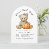 かわいいカボチャ女の子の赤ちゃんシャワーを待つことができる 招待状 (スタンド正面)