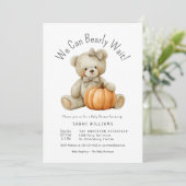 かわいいカボチャ女の子の赤ちゃんシャワーを待つことができる 招待状 (スタンド正面)