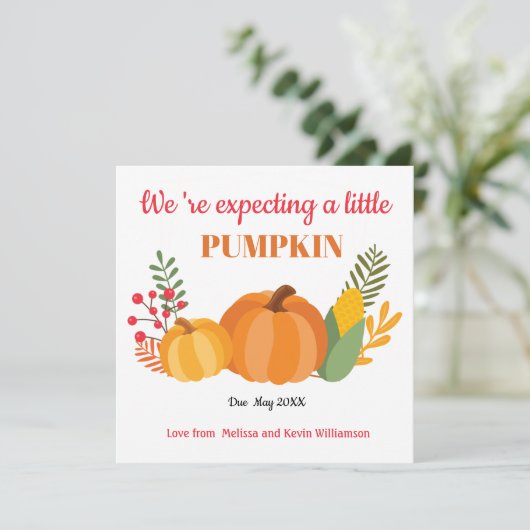 かわいいカボチャ妊娠のお知らせ 案内状 (スタンド正面)