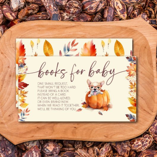かわいいカボチャ子犬の赤ちゃんシャワーブックリクエスト エンクロージャーカード