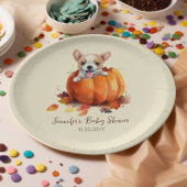 かわいいカボチャ子犬の赤ちゃんシャワー ペーパープレート