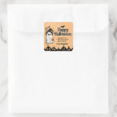 かわいいカボチャ彫り幽霊ギフトラベル スクエアシール (バッグ)