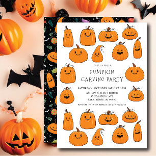 かわいいカボチャ彫刻ハロウィン 招待状