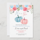 かわいいカボチャ彼と彼女のジェンダーが明かす招待状 招待状 (正面)