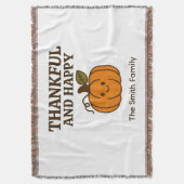 かわいいカボチャ感謝とハッピーファミリー名 スローブランケット (正面縦)