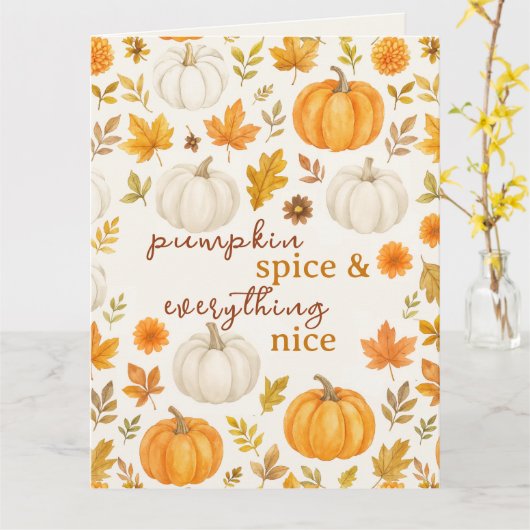 かわいいカボチャ柄 | サンクスギビング カード (黄色い花)