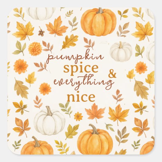 かわいいカボチャ柄 | サンクスギビング スクエアシール (正面)