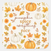 かわいいカボチャ柄 | サンクスギビング スクエアシール (正面)