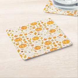 かわいいカボチャ柄 | サンクスギビング スクエアペーパーコースター