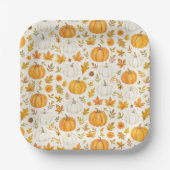 かわいいカボチャ柄 | サンクスギビング ペーパープレート (正面)