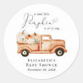 かわいいカボチャ水の色のトラック赤ちゃんシャワー ラウンドシール (正面)