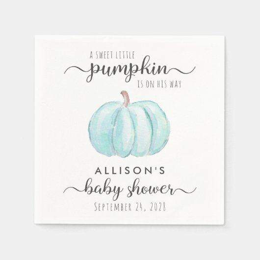かわいいカボチャ水彩男の赤ちゃんシャワー スタンダードカクテルナプキン (正面)