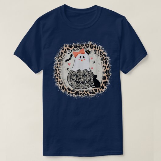 かわいいカボチャ猫ハロウィンガール幽霊523 Tシャツ (デザイン正面)