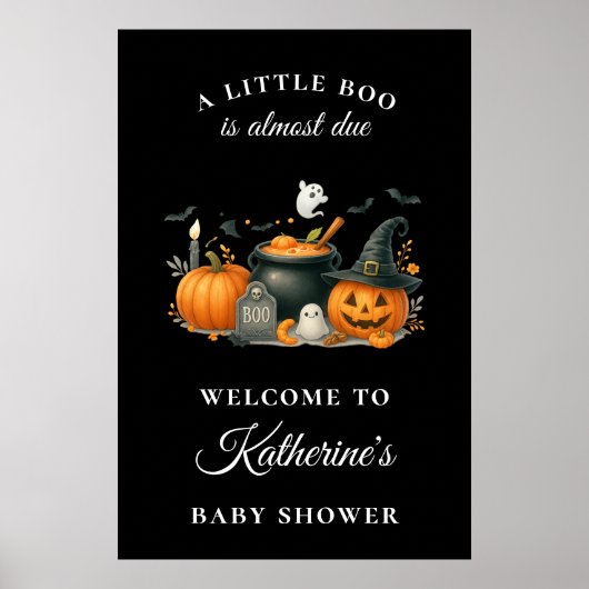 かわいいカボチャ男女兼用ハロウィーン赤ちゃんシャワー ポスター (正面)