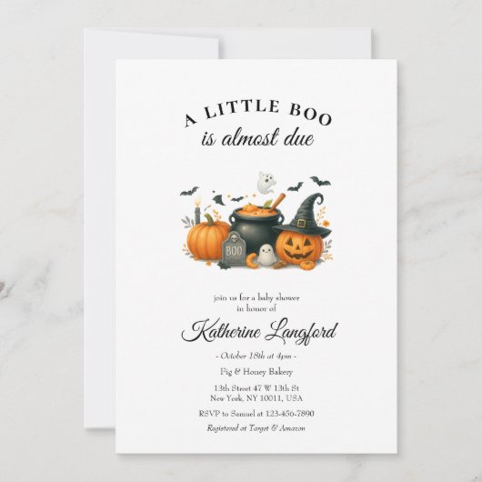 かわいいカボチャ男女兼用ハロウィーン赤ちゃんシャワー 招待状 (正面)