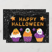 かわいいカボチャ眼球幽霊カップケーキハロウィーン (正面/裏面)