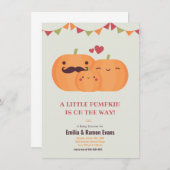 かわいいカボチャ秋の赤ちゃんシャワー招待 案内状 (正面/裏面)