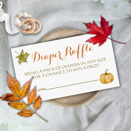 かわいいカボチャ秋ベビーシャワーおむつラッフル エンクロージャーカード