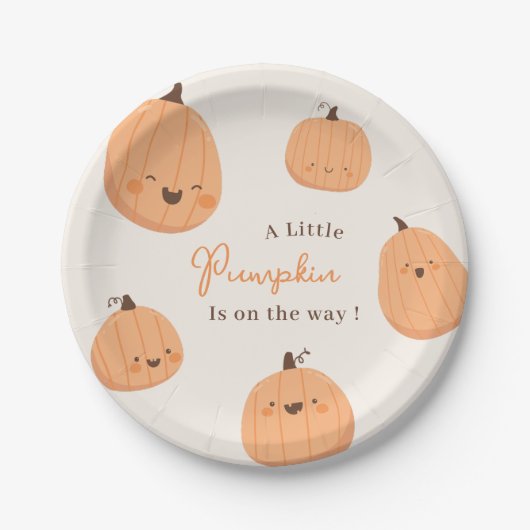 かわいいカボチャ秋男女兼用ベビーシャワー ペーパープレート (正面)