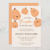 かわいいカボチャ秋男女兼用ベビーシャワー 招待状 (正面/裏面)