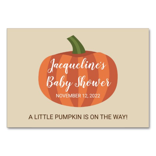 かわいいカボチャ秋秋ベビーシャワーアドバイスカード テーブルナンバー (裏面)