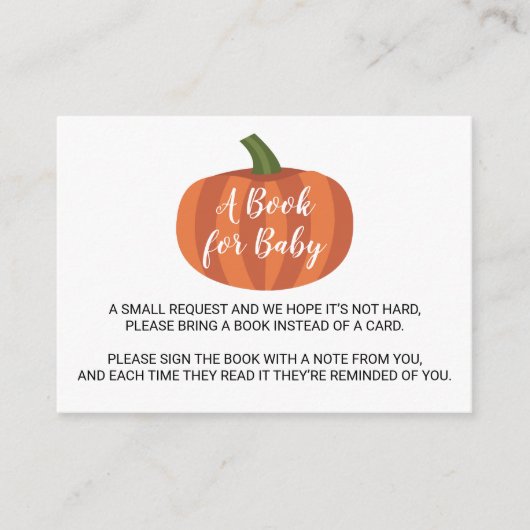 かわいいカボチャ秋秋赤ちゃんシャワー予約リクエスト エンクロージャーカード (正面)