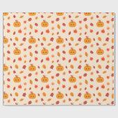 かわいいカボチャ秋紅葉ハロウィンテーマ ラッピングペーパー (フラット)