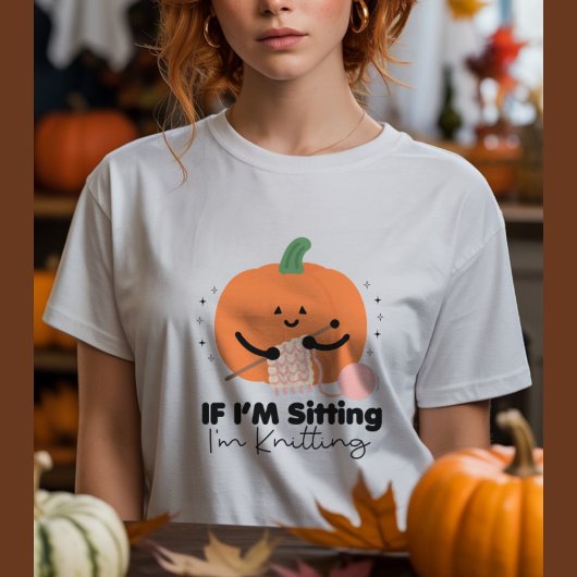 かわいいカボチャ編み物おもしろい秋編み物 Tシャツ