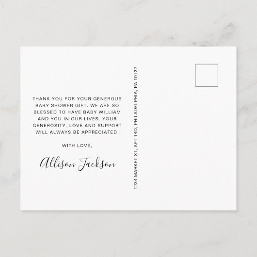 かわいいカボチャ赤ちゃんシャワーありがとう ポストカード (裏面)