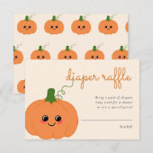 かわいいカボチャ赤ちゃんシャワーおむつラッフルピーチ エンクロージャーカード (正面/裏面)