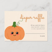 かわいいカボチャ赤ちゃんシャワーおむつラッフルピーチ エンクロージャーカード (正面)