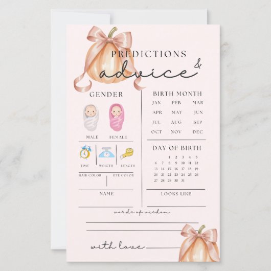 かわいいカボチャ赤ちゃんシャワーアドバイスと予測 (正面)