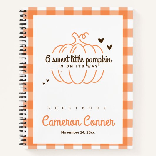 かわいいカボチャ赤ちゃんシャワーゲストギフトリスト ノートブック (正面)