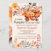 かわいいカボチャ赤ちゃんシャワー招待状、編集可能 招待状 (正面/裏面)