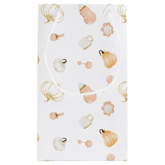 かわいいカボチャ赤ちゃん女の子シャワーありがとう スモールペーパーバッグ (裏面)