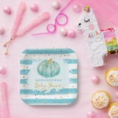 かわいいカボチャ青いストライプ赤ちゃんシャワー ペーパープレート (パーティー)