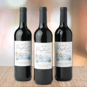 かわいいカボチャ青トラック水カラー男の赤ちゃんシャワー ワインラベル