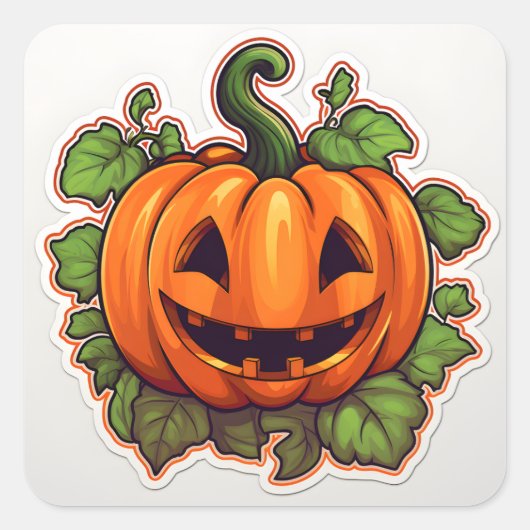 かわいいカボチャ01 スクエアシール (正面)