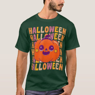 かわいいカボチャ70s 80sレトロヴィンテージスタイルハロー tシャツ