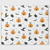 かわいいカボチャ、クモとこうもりハロウィーン ラッピングペーパー (フラット)