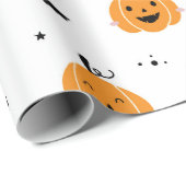 かわいいカボチャ、クモとこうもりハロウィーン ラッピングペーパー (ロールコーナー)