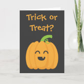 かわいいカボチャ、ハッピーハローウィンが付いているトリック・オア・トリート カード (正面)