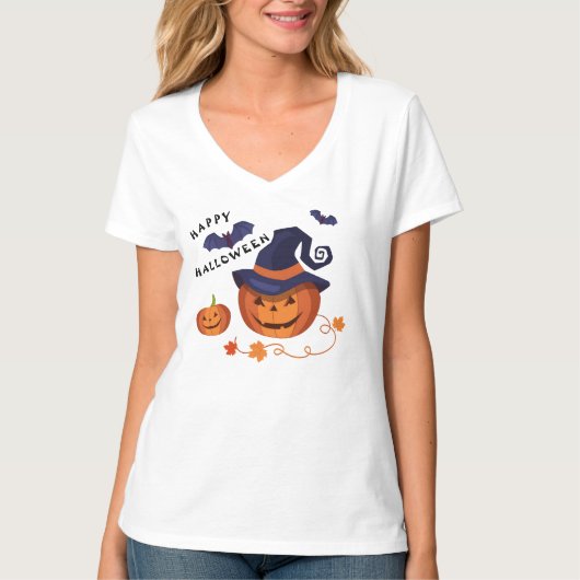 「かわいいカボチャ」ハッピーハローウィンTシャツ Tシャツ (正面)