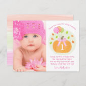 かわいいカボチャ&バルーン秋1stバースデーガール サンキューカード (正面/裏面)