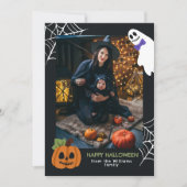 かわいいカボチャ&幽霊ハッピーハローウィン写真 シーズンカード (正面)