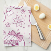 かわいいカボチャ、幽霊&花 キッチンタオル (四つ折り)