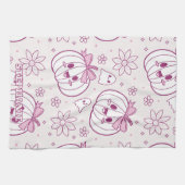 かわいいカボチャ、幽霊&花 キッチンタオル (横)